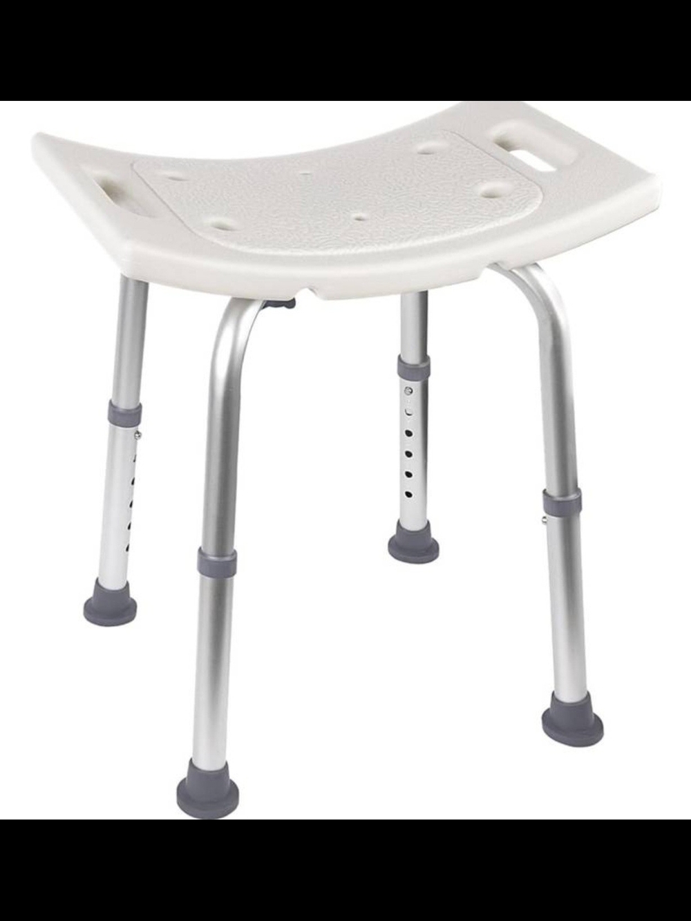 Adjustable White Bath Shower Seat with Slip-Resistant Feet